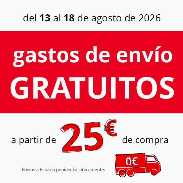 Gastos de envio Gratuitos del 13 al 18 de agosto de 2026