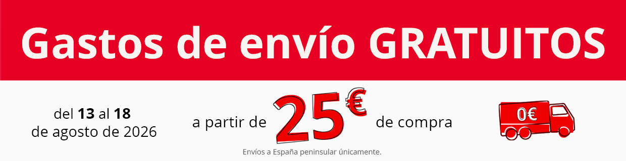 Gastos de envio Gratuitos del 13 al 18 de agosto de 2026